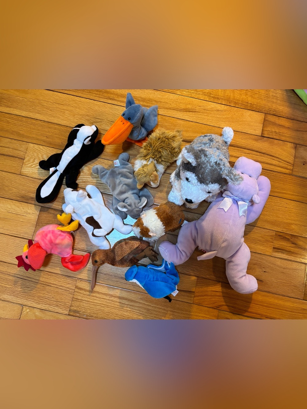 Lot of 11 Ty and Ty Beanie Babies - hippo, dog, rooster, koala, hamster, pelican